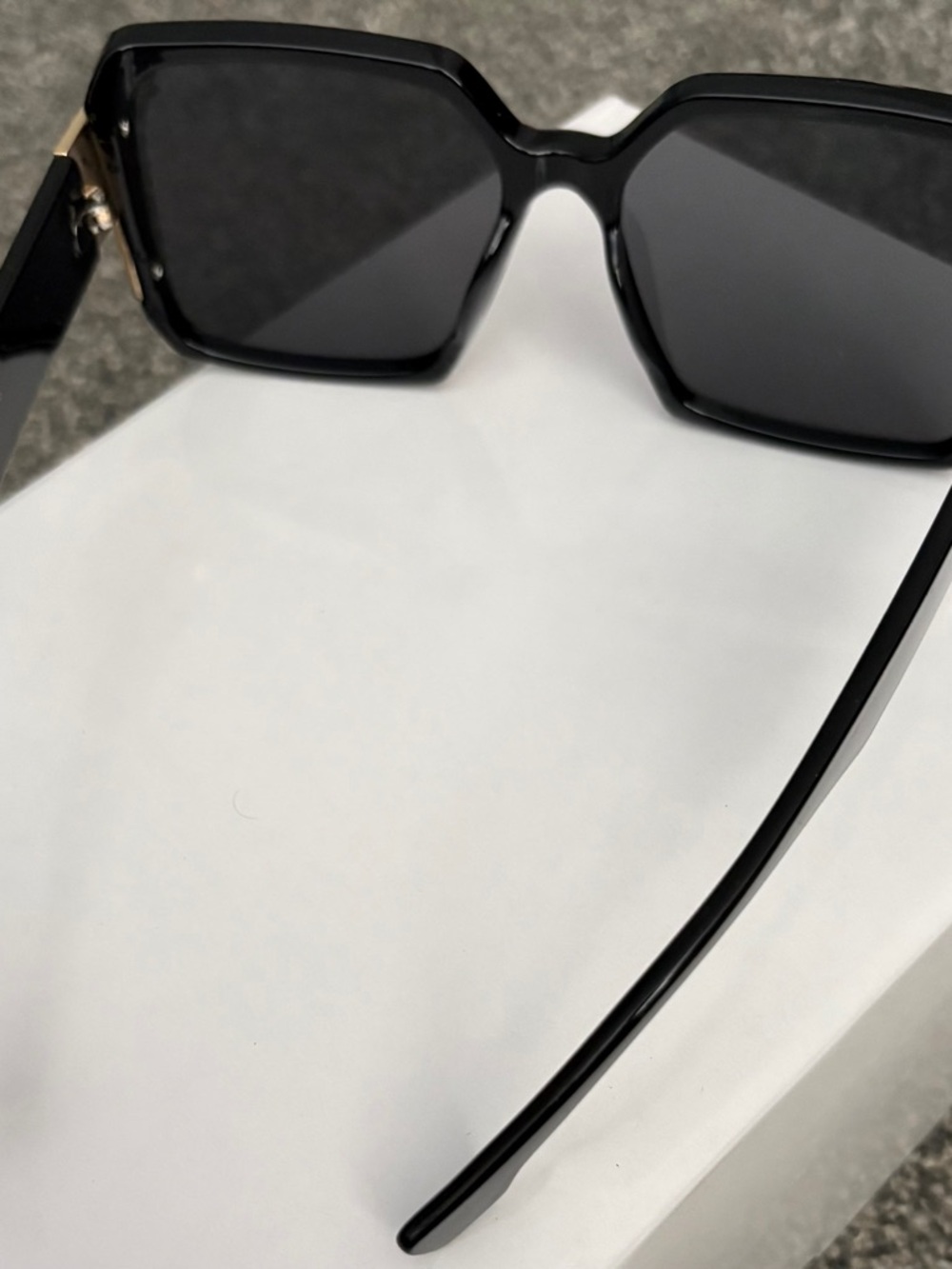 Black and Gold Oversized Square Sunglasses - Picture 5 of 7